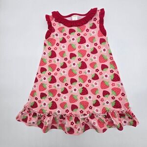 Gymboree 2011 Girls Strawberry Dress Ruffles Print Pink Size XS 3-4